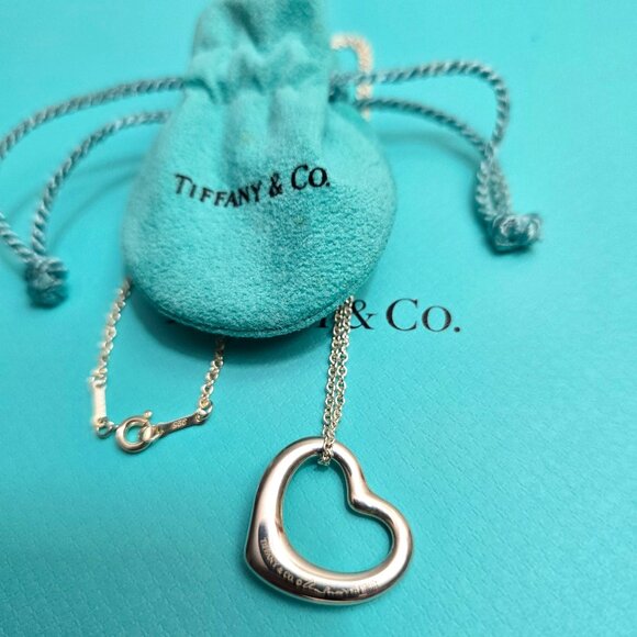 Tiffany & Co. Elsa Peretti Open Heart Pendant 16" Chain